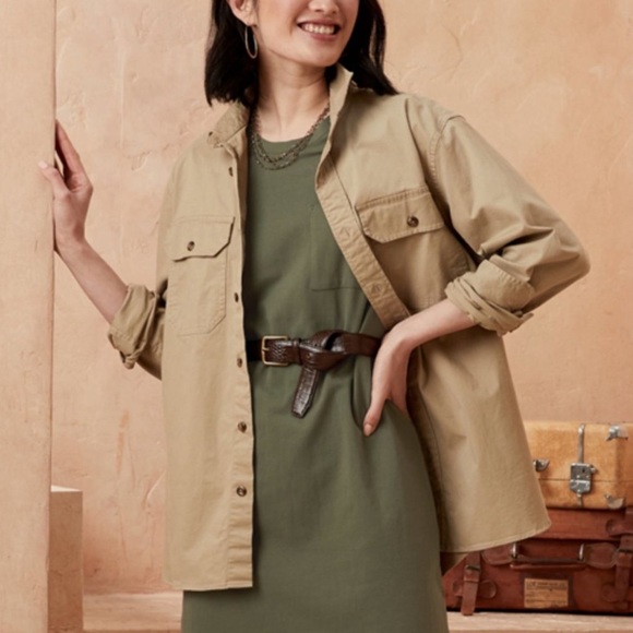 Banana Republic Factory NWT army green mini t-shirt dress size XLP - Picture 2 of 3